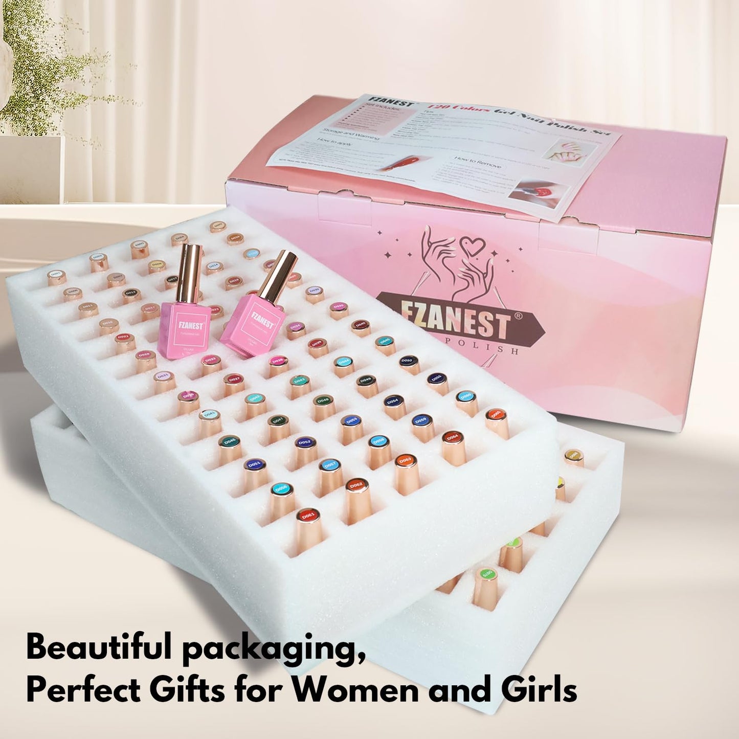 FZANEST 130Pcs 15ml Gel Nail Polish Set With Rubber Base Top Matte Coat 120 Colors Pink Nude Red Blue White All Seasons Gel Polish Kit Nail Art Starter For Nail Salon Home Gifts for Women and Girls