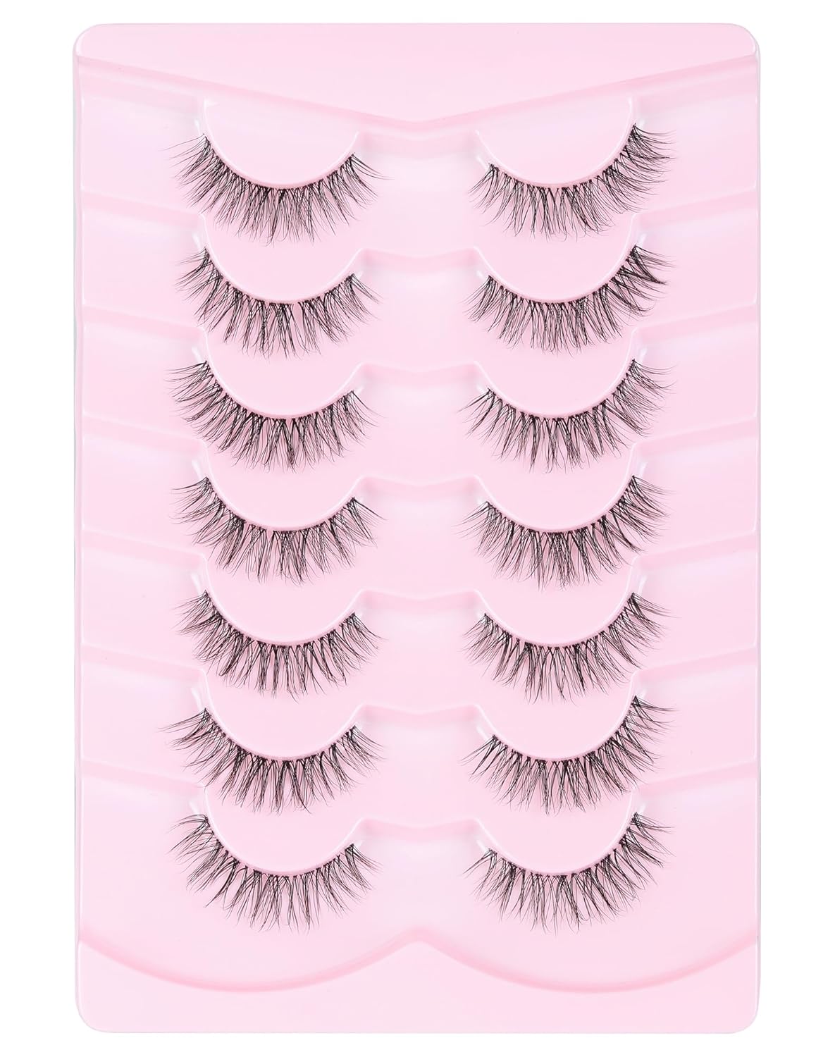 Eyelashes Wispy Lashes Natural Mink Eye Lashes Pack Clear Band Strip Lashes That Look Like Extensions Short False Eyelashes Natural 7 Pairs