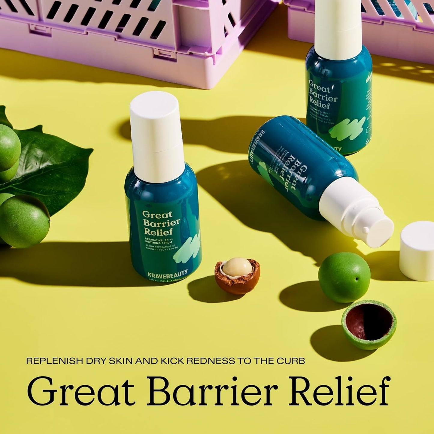 KraveBeauty Great Barrier Relief Duo, Soothing Skin Barrier Repair Serum, Contains Tamanu Oil to Soothe and Calm Redness, For All Skin Types, Vegan & Cruelty Free, 1.52 fl oz x2