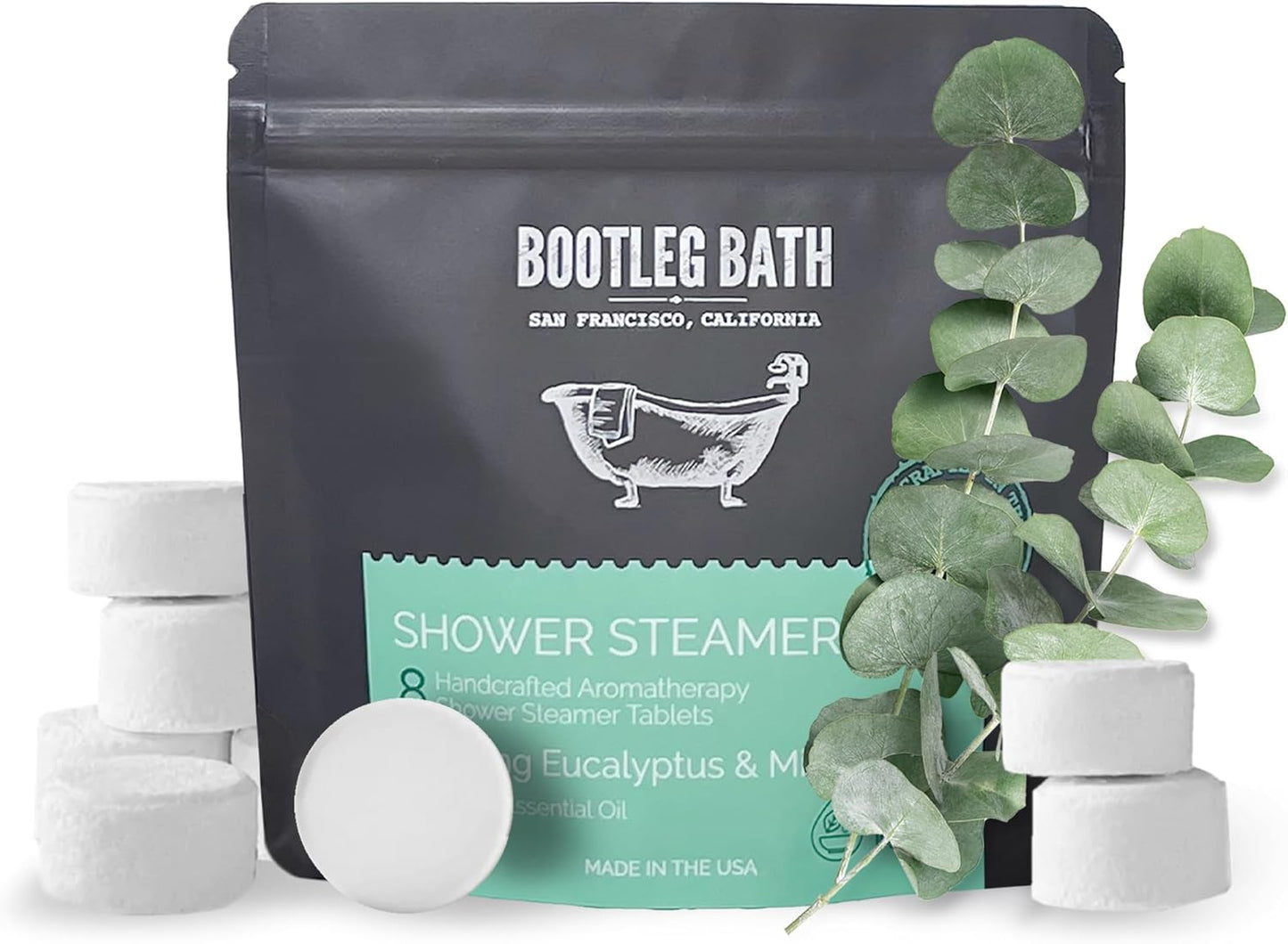 Shower Steamers Aromatherapy Eucalyptus and Mint 8 Pack, 100% Pure Essential Oil, All Natural, for Men and Women, Made in USA