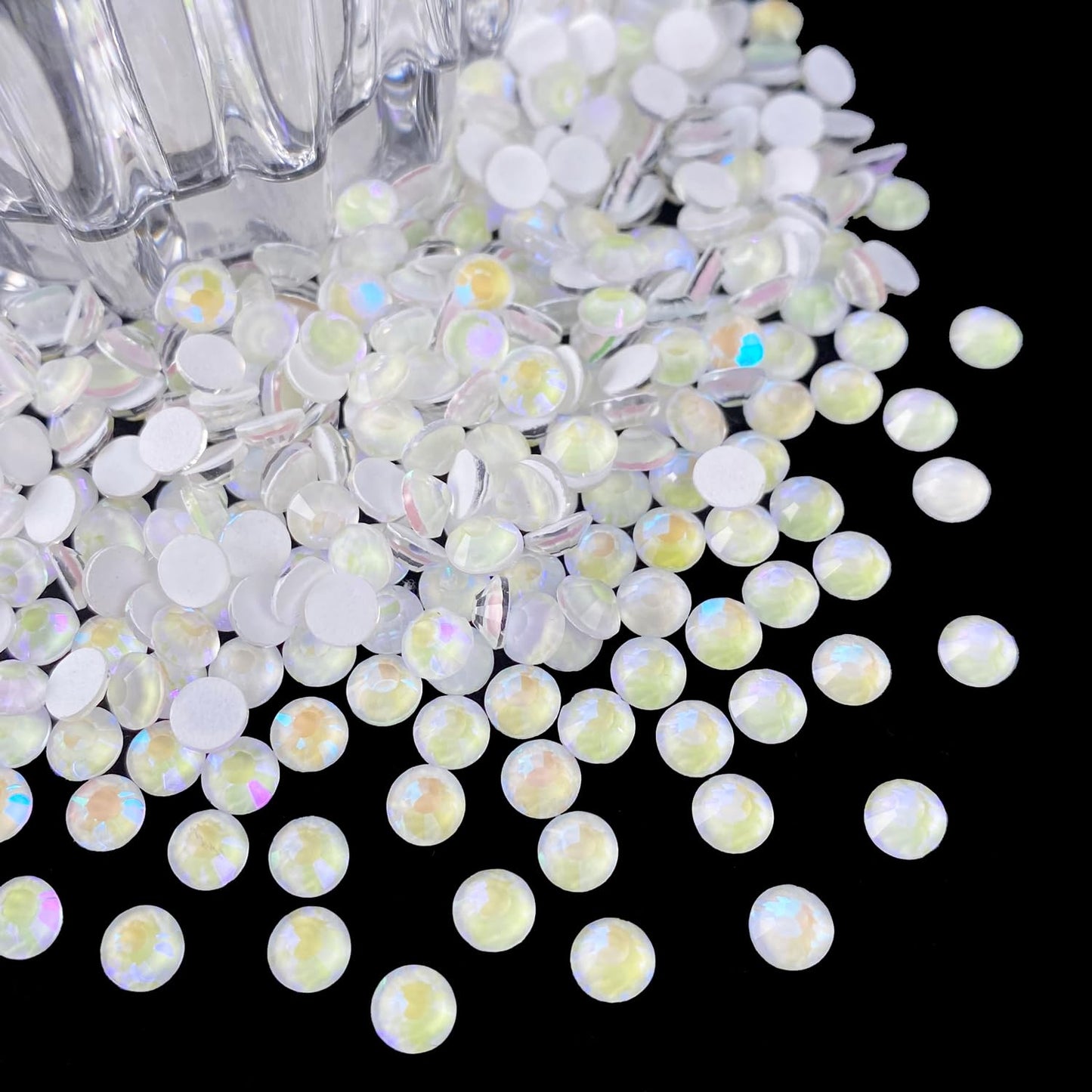 Flatback Glass Rhinestones,Bedazzler Gems 1440pcs Non Hotfix Crystal Rhinestones for Nail Charms Crafts Clothes Tumblers,White AB Neon,SS16
