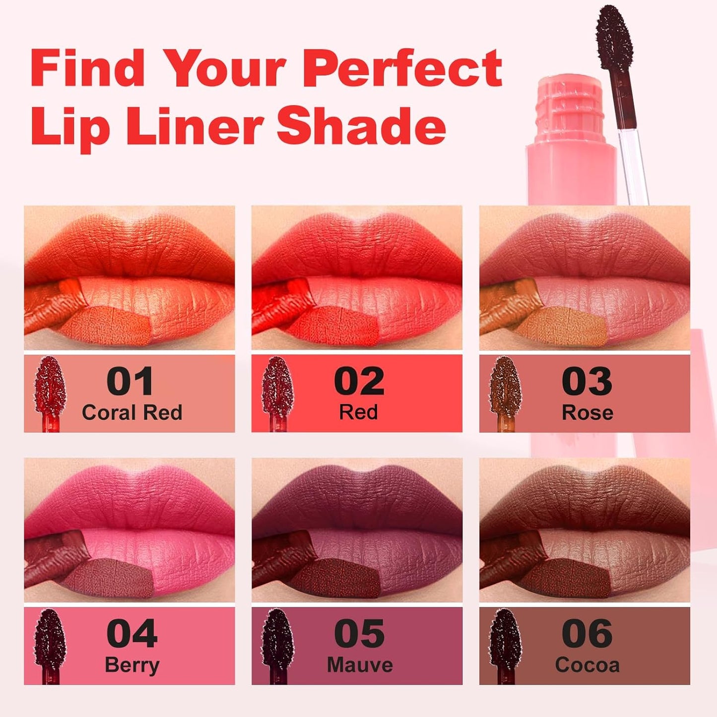 Lip Liner - Lip Stain Peel Off Moisturizing Long-Lasting & Waterproof Transfer Proof & Plumping, Non-Stick Cup Lip Liner Stain Tint For All Skin Types (Coral Red, 1 PCS)