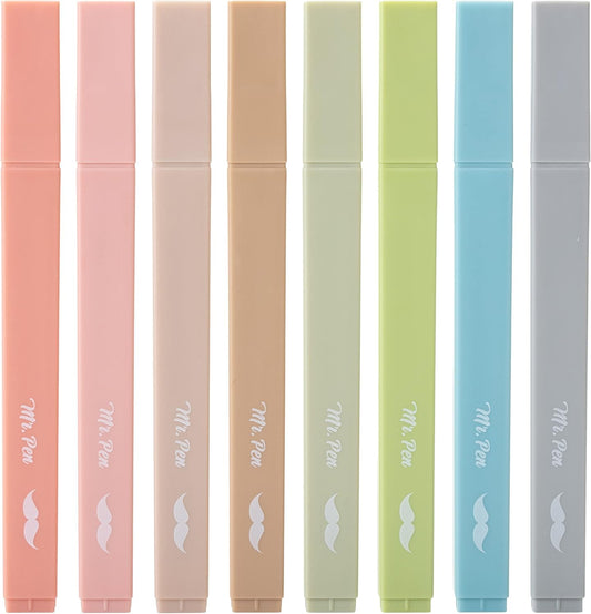 Mr. Pen- Aesthetic Highlighters, 8 pcs, Chisel Tip, Vintage Colors, No Bleed Bible Highlighter Pastel, Highlighters Assorted Colors, Pastel Highlighter Set, Cute Highlighter