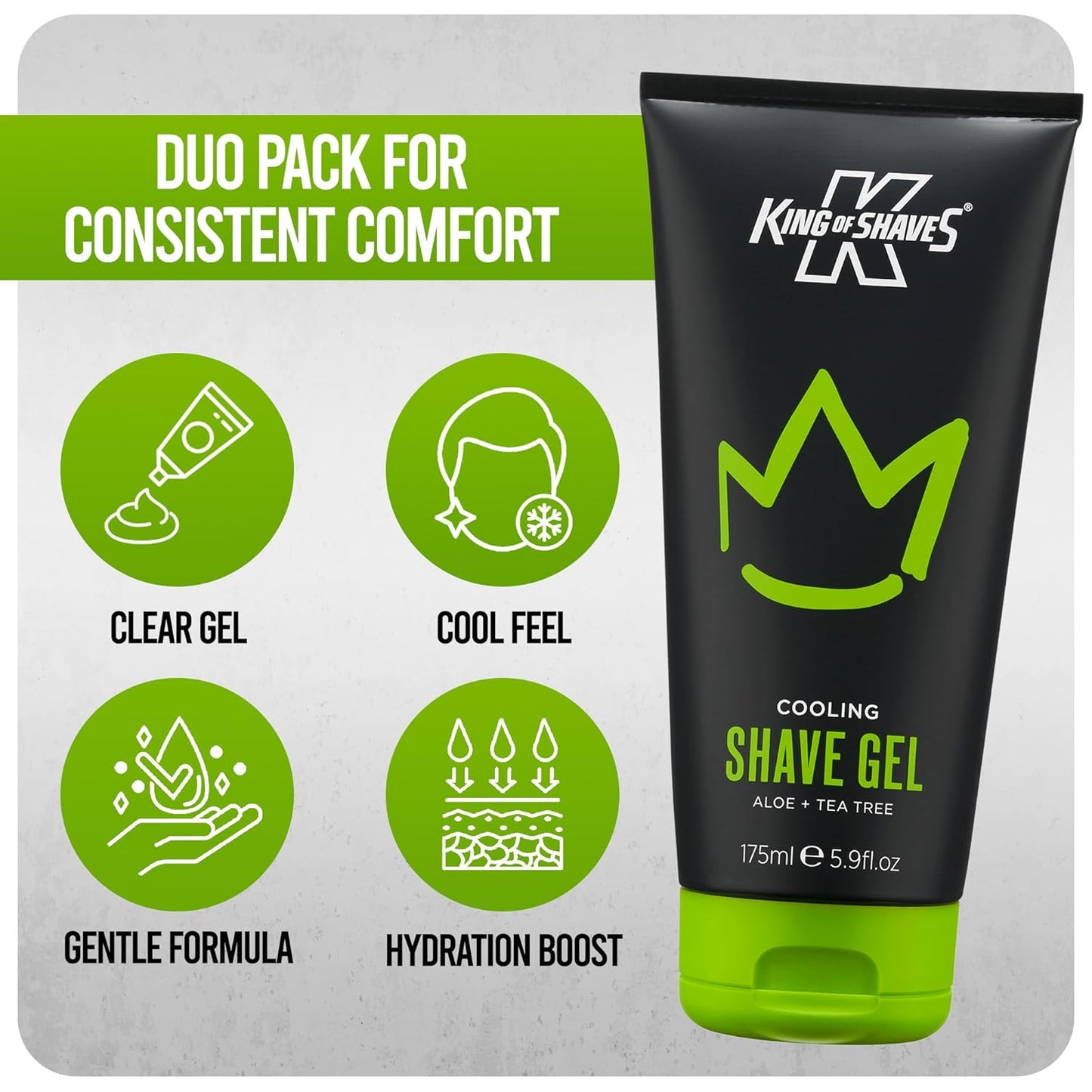 King of Shaves Cooling shave gel Aloe+Tea tree 4x175ml