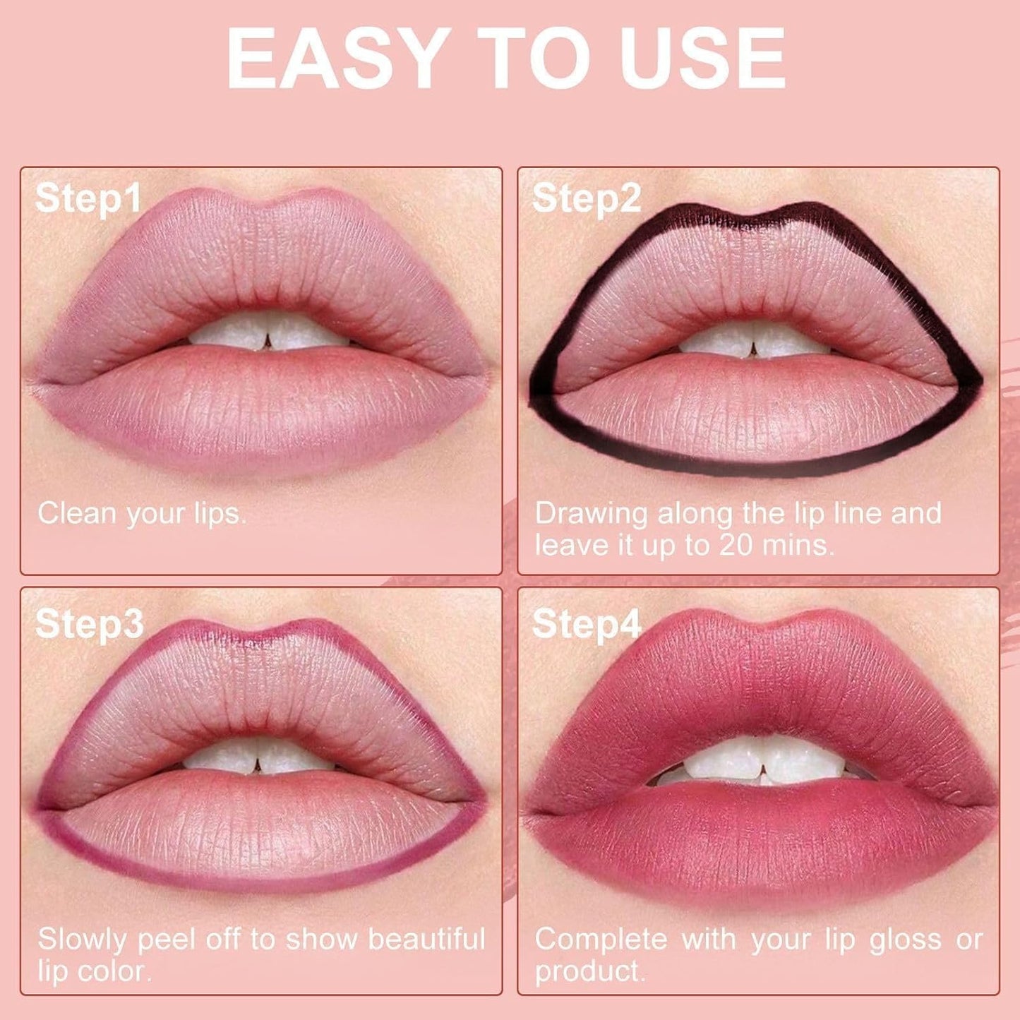 Lip Stain Peel Off - Lip Liner Waterproof, Lip Liner Stain Transfer Proof & Plumping, Moisturizing Non-Stick Cup Matte Finish Stay On All Day, Nude Color