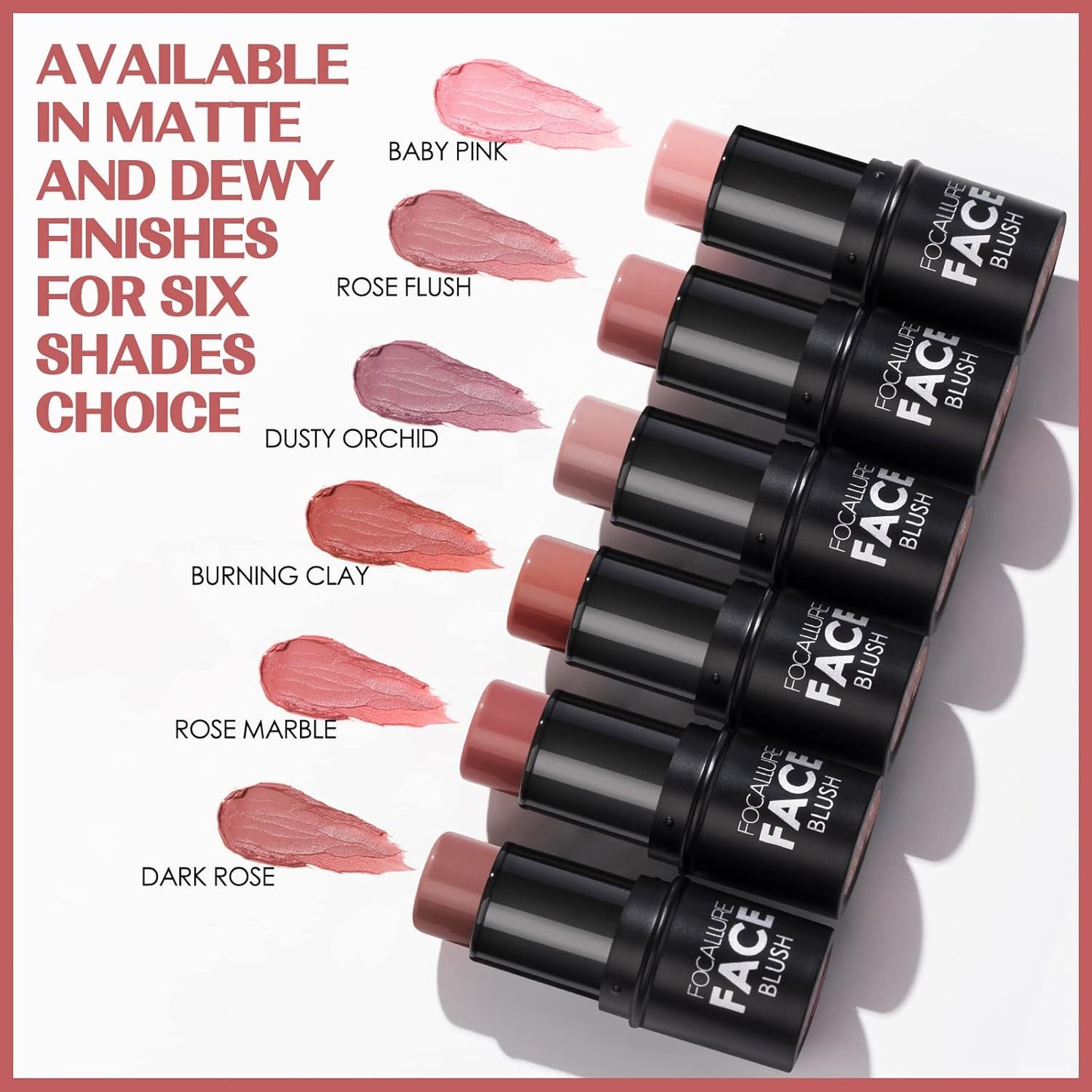 FOCALLURE Cream Blush Makeup,Buildable Blush Stick for Cheeks,Matte and Dewy Finish,Long Wearing,Easy Application,Lightweight Multi Stick,BABY PINK