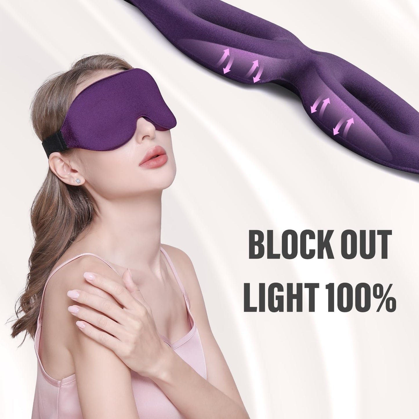 YIVIEW Sleep Mask for Side Sleeper, Complete Light Blocking 3D Sleeping Eye Mask, Soft Breathable Eye Cover for Women Men, Relaxing Zero Pressure Night Blindfold