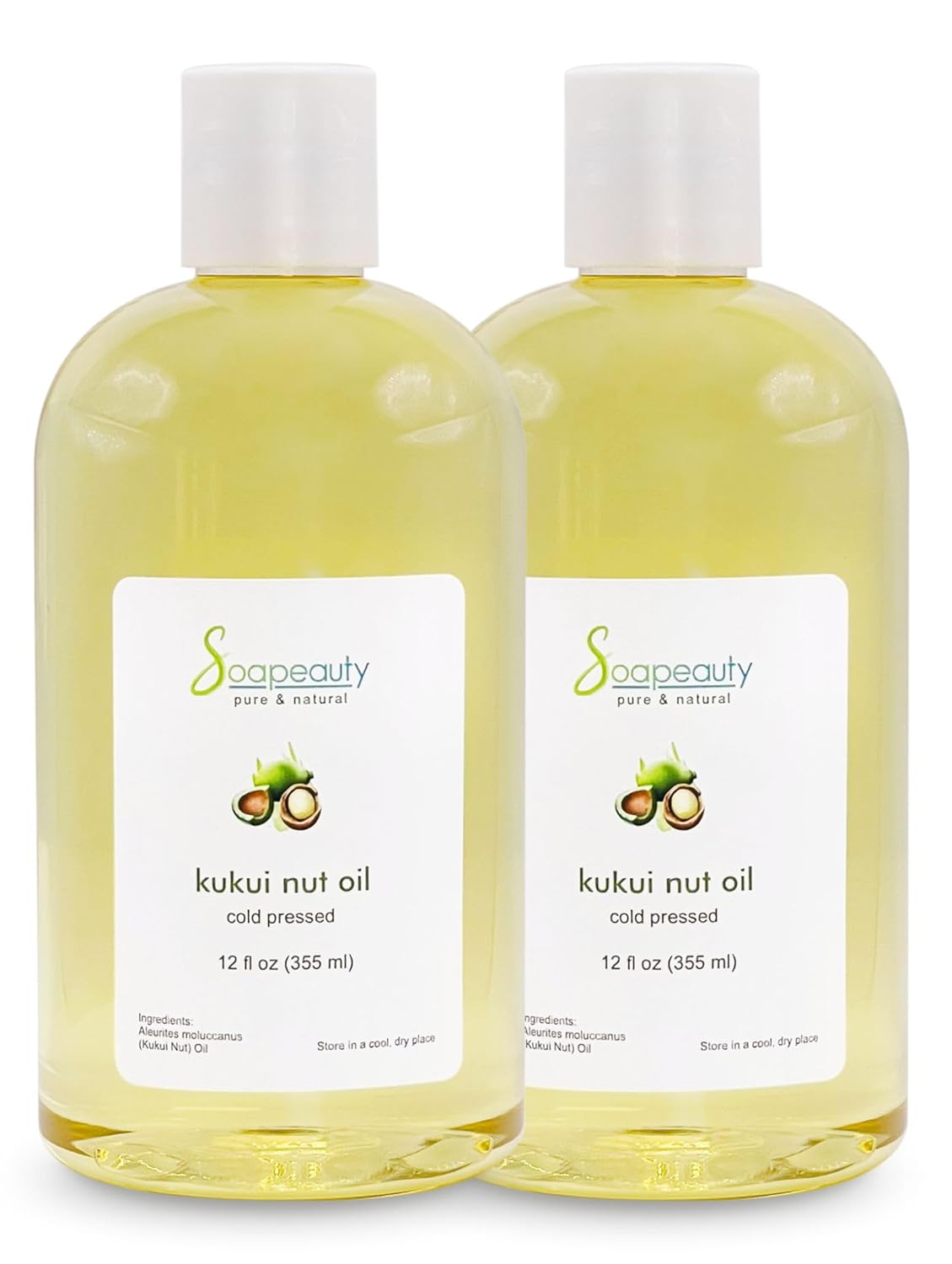 Soapeauty Kukui Nut Oil | 100% Pure & Natural | Cold Pressed | Moisturizing Oil for Skin, Hair, and Soap Making | 24 fl oz (2 * 12 fl oz)