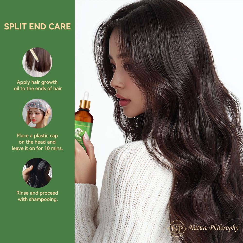 NP NATURES PHILOSOPHY Rosemary Oil for Hair Growth, Hair Growth Oil 3.38 fl oz, Anti-Hair Loss, Quickly Absorbed & Non-Greasy, Aussie Organic Hair Serum for All Hair Types, for Men and Women