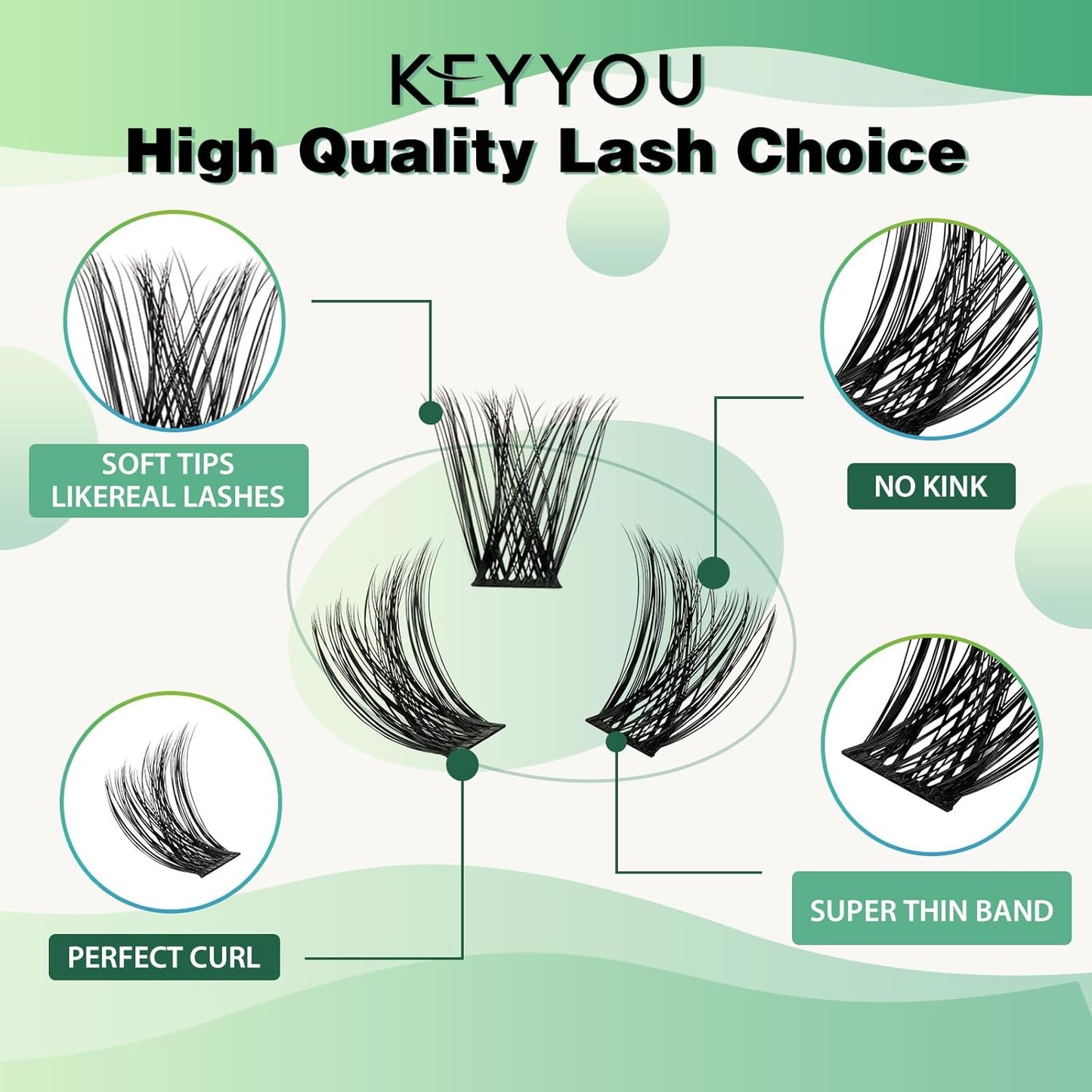 Lash Clusters 96pcs Eyelash Clusters Y01 C Curl 12mm Cluster Lashes KEYYOU Volume Wispy Lash Extension Soft&Comfortable Easy DIY at Home(Y01,C-12mm)