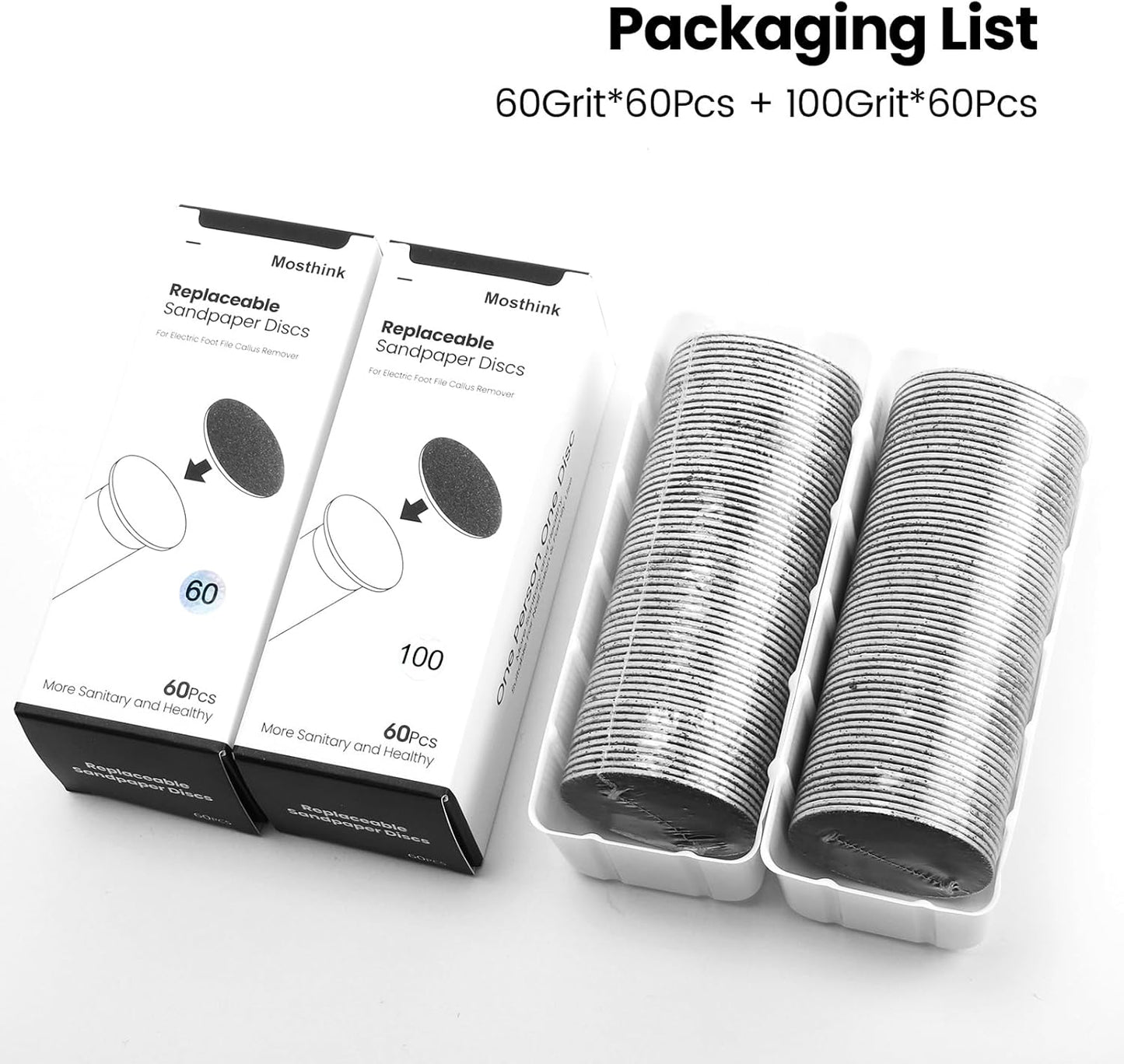 120pcs Replacement Sandpaper Refill Discs for Electric Foot File Callus Remover Tool for Men Women Dead Cracked Hard Skin (60 Grit+100 Grit)