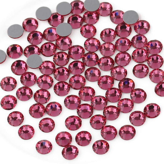 beadsland Flat Back Crystal Rhinestones Round Gems for Nail Art and Craft Glue Fix,Rose (1.3-1.4mm) SS3/1440pcs