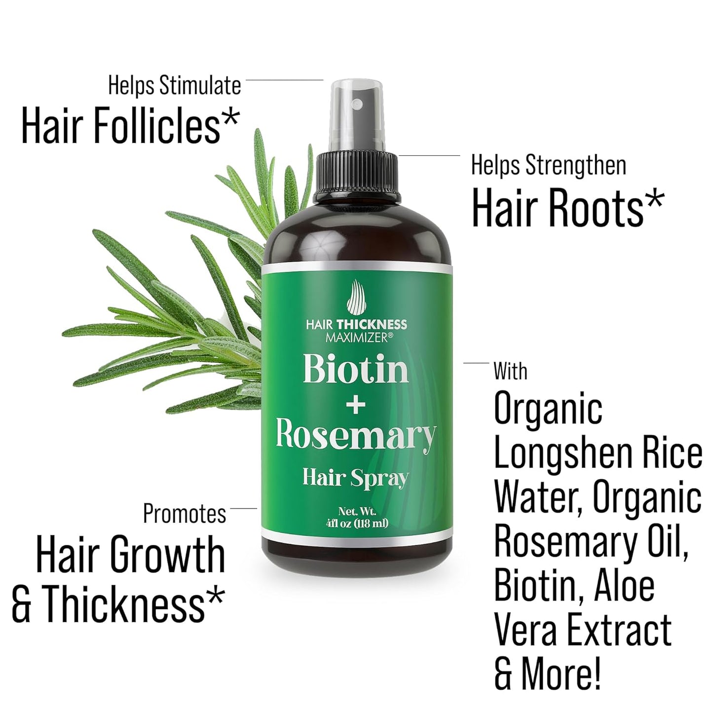 Biotin + Rosemary Oil Spray For Hair Growth. Vegan Leave In Conditioner For Women, Men. Strengthens & Hydrates Thinning, Dry Hair for a Healthier-Looking Scalp