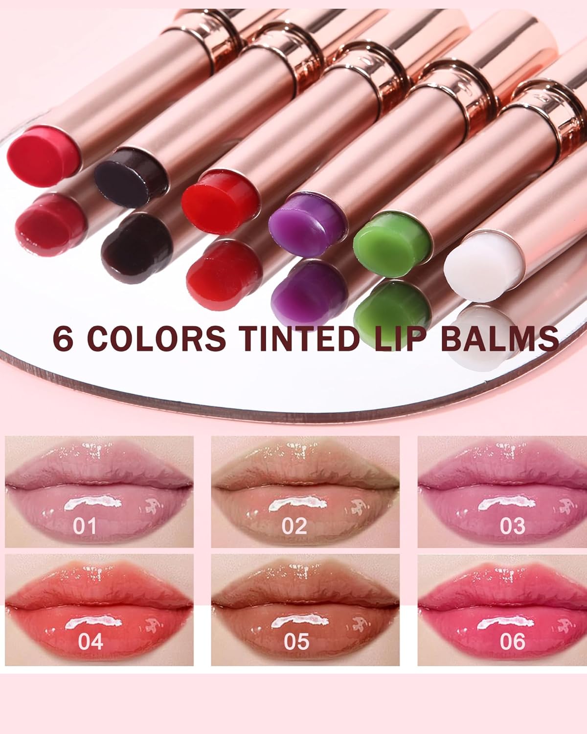 Moisturizing Lip Balm, Nude Sheer Pink Lipstick Hydrating Tinted Lip Gloss, Long Lasting Waterproof Liptint Balm Natural Non-Stick Lips Oil Stain,Glossy Lipcolor Juicy Finish for Dry Cracked Lips-06