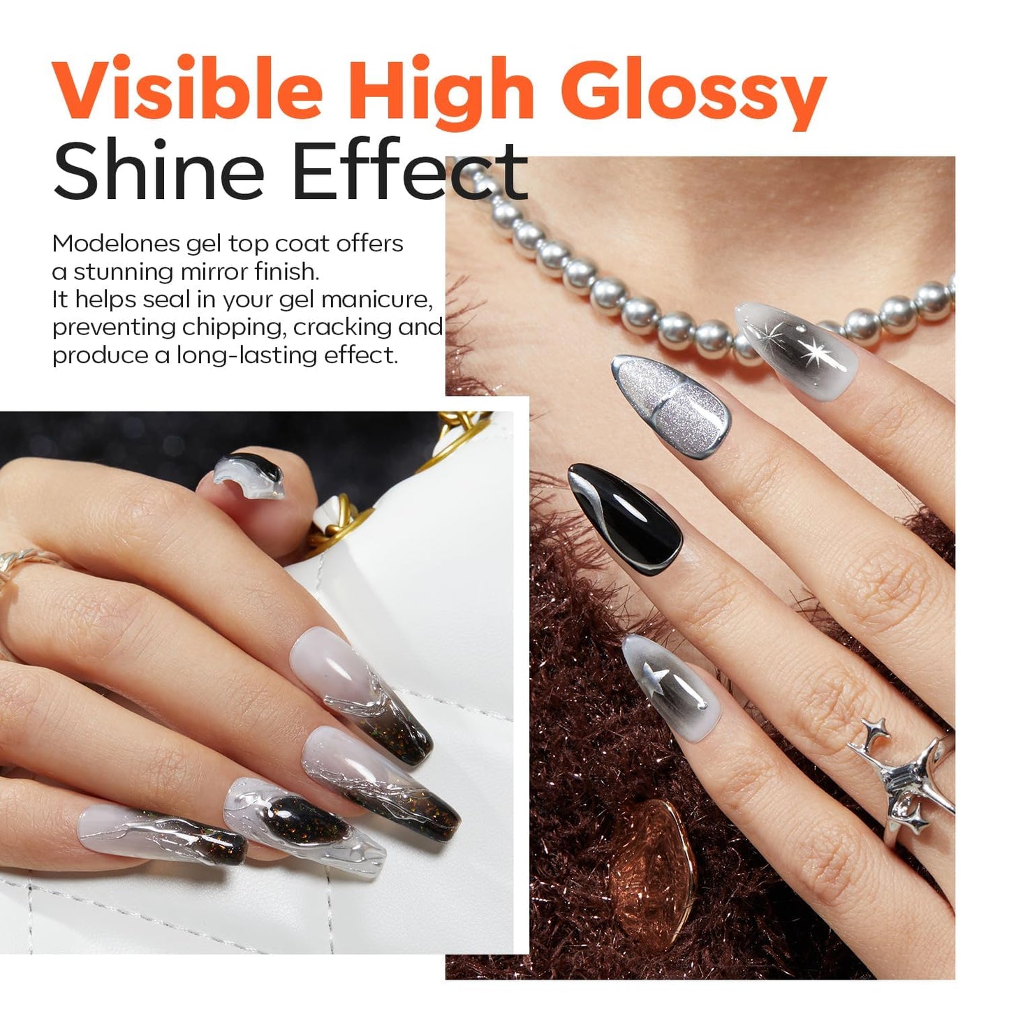 modelones Gel Top Coat, 100ml No Wipe Extra Glossy Top Coat Gel Nail Polish Long-Lasting High Gloss Bulk Salon Grade Top Coat Refill Clear Nail Polish, for Nail Techs, Manicure Stores & DIY