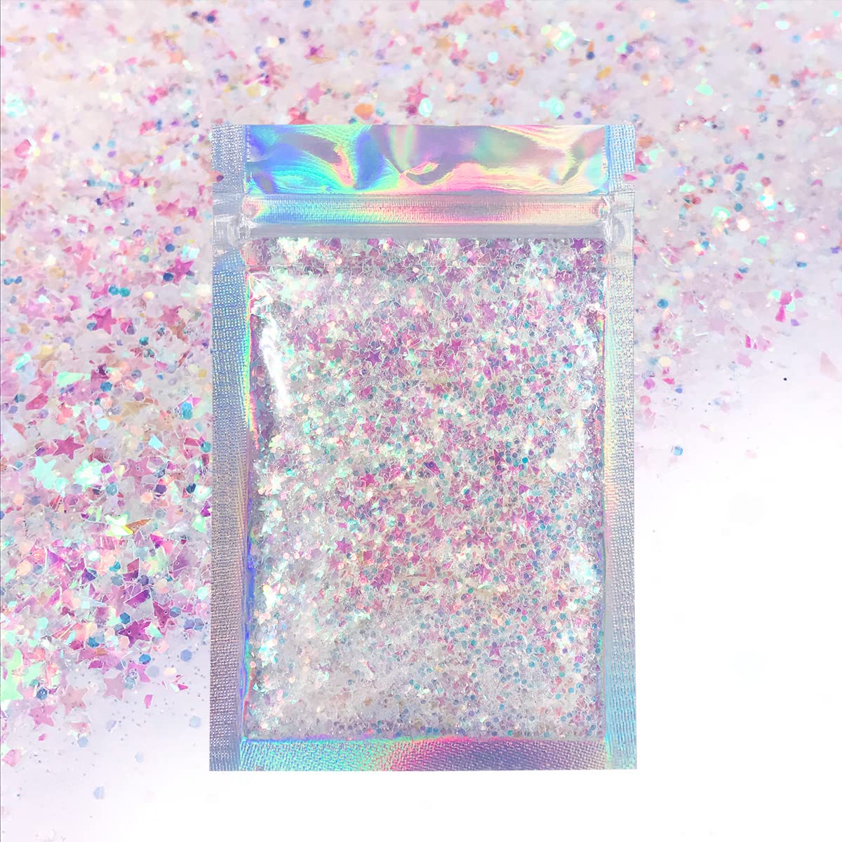 Iridescent Body Glitter - 15g Chunky Holographic Face, Hair, and Eye Glitter - Rave and Festival Accessories - Cosmetic Makeup Loose Set