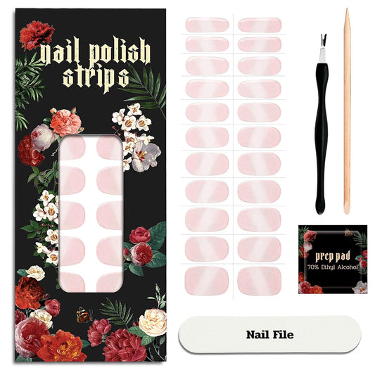 Nail Polish Strips - 22 Pcs Salon Quality Gel Nail Stickers - Long Lasting Wraps (Single Lip Kiss Pink)