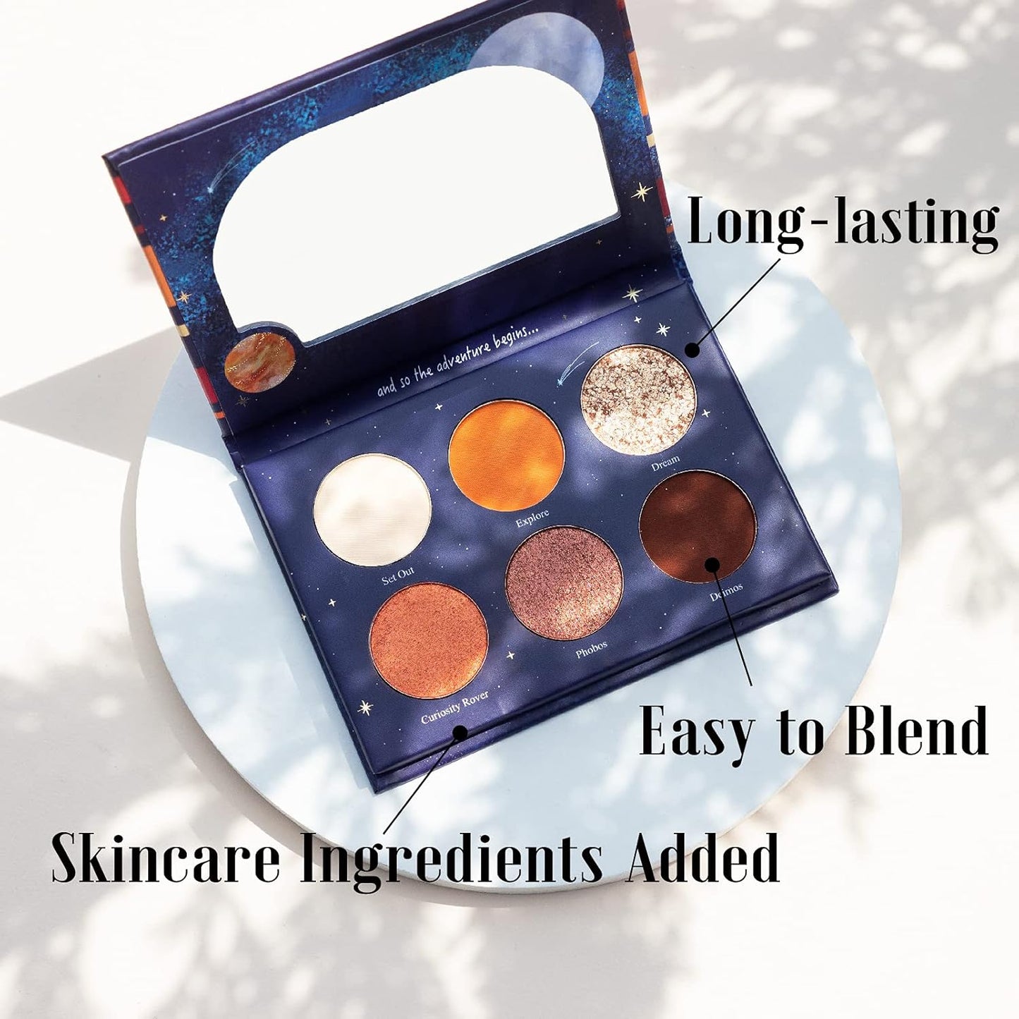 READY TO SHINE Mars Voyage Small Eyeshadow Palette with 6 Highly Pigmented Matte, Frost, and Shimmer Pocket-Sized Mini Travel Eyeshadows