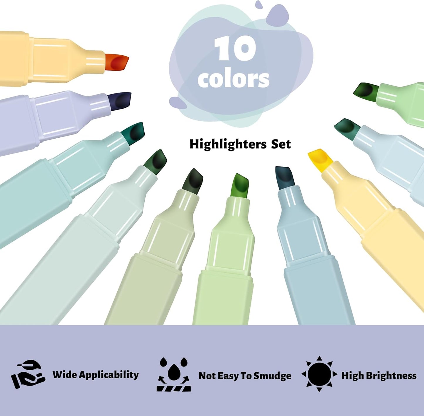 Highlighters,10Pcs Bible Highlighters,Chisel Tip Office Accessories for Journaling Planner Notes School Supplies