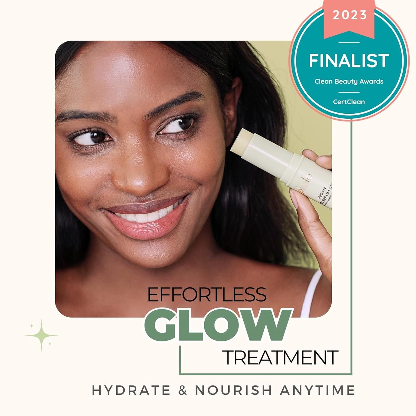 Vegan Face Serum Stick (0.35 oz) with Green Tea, Collagen, and Niacinamide For Anti-Aging & Moisturizing Balm Stick, Hydrating Stick For Face Korean