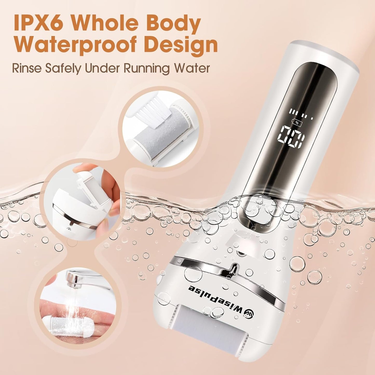 Electric Feet Callus Remover, Rechargeable Electronic Foot File Pedicure Tools, IPX6 Waterproof Electric Callus Remover for Feet with 3 Rollers, Professional Foot File for Dead, Hard, Cracked Skin