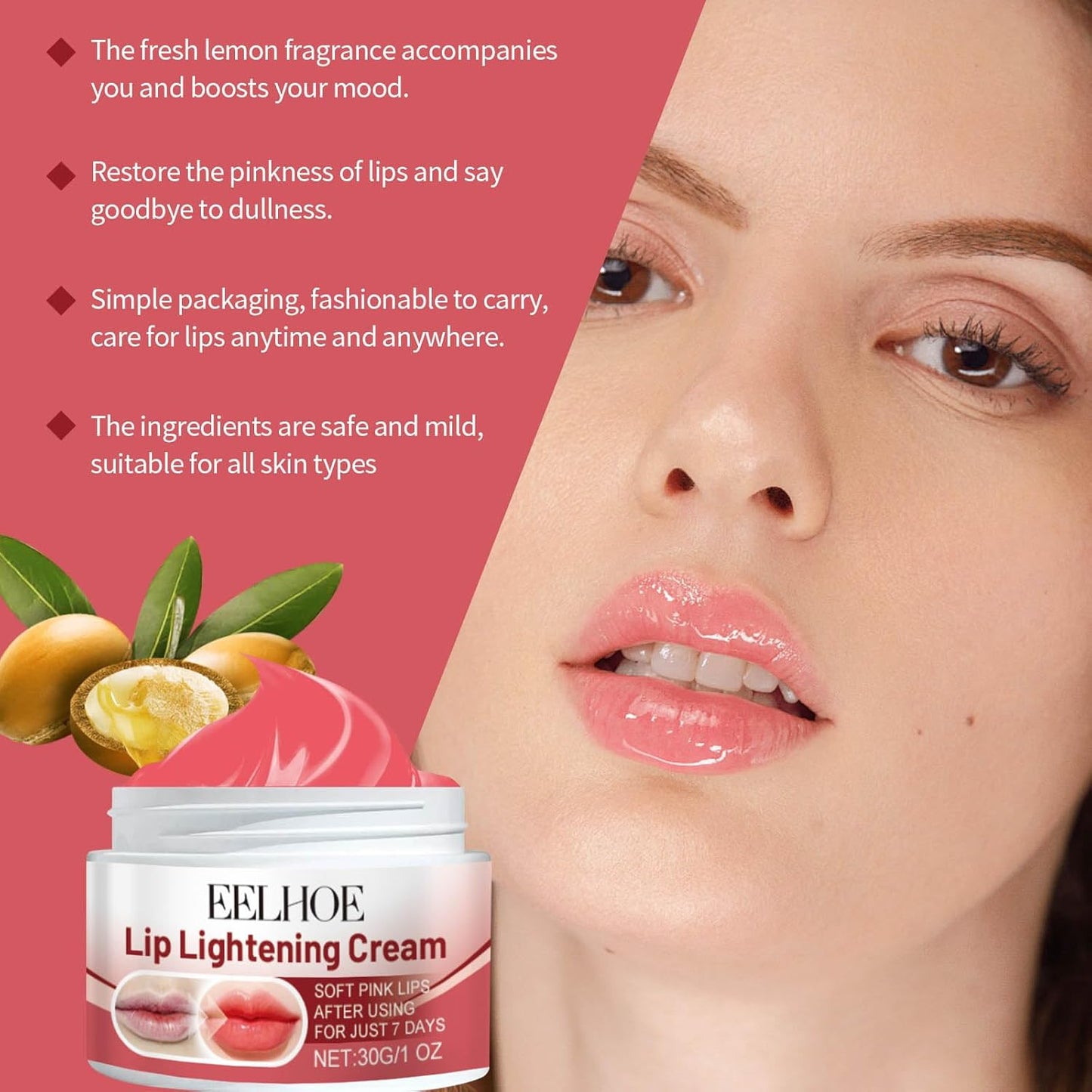 Lemon Lip Lightening Cream, Lip Balms & Moisturizers Lip Lightening for Dark Lips, Natural Lip Exfoliator with Shea Butter and Vitamin E, Lip Lightener for Dry, Chapped, Reduce Fine Lines Lip