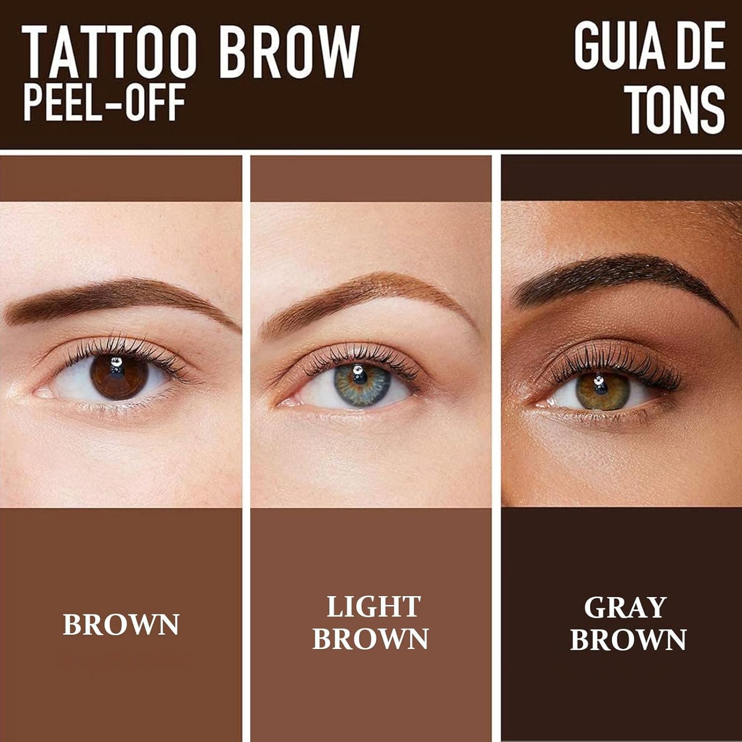 Tattoo Peel Off Eyebrow Gel Tint, Long Lasting Brow Tint, Transfer Proof and Waterproof Tint Peel Off Brow Gel, Last Up to 3 Days, For Fuller & Defined Brows Makeup, Brown