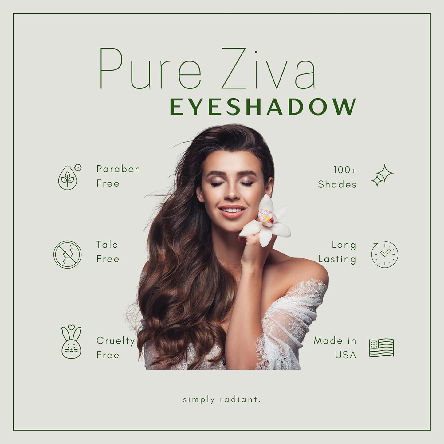 Metallic Shimmer Off White, Gold Bronze Brown, and Glitter Black Vegan Eyeshadow Trio Palette; Talc, Paraben & Cruelty Free