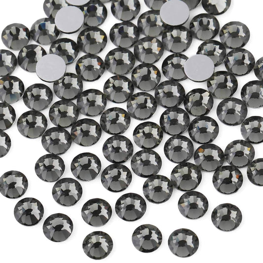 Beadsland 1440pcs Flat Back Crystal Rhinestones Round Gems for Nail Art and Craft Glue Fix,Black Diamond,SS12,3.0-3.2mm