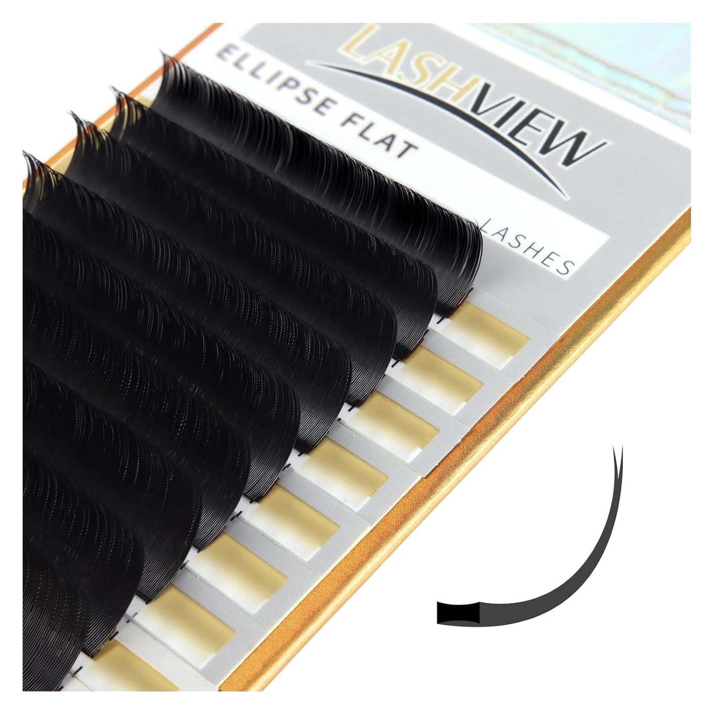 LASHVIEW Flat Eyelash Extension 0.15mm D Curl 11mm Ellipse Eyelash Extensions Eyelashes Lashes Extension Flat Lash Extension Salon Use Lashes Extensions Black False Lashes
