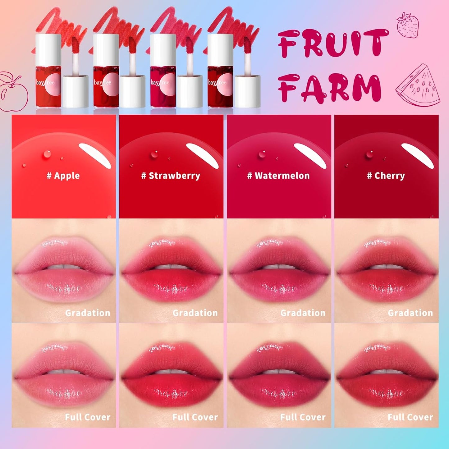 Lip Tint Stain, Long Lasting Korean Lip Stain Set, Non-sticky Waterproof Lightweight Lip and Cheek Tint, Moisturizing High Pigment Water Tint, Matte Finish Lip Tint