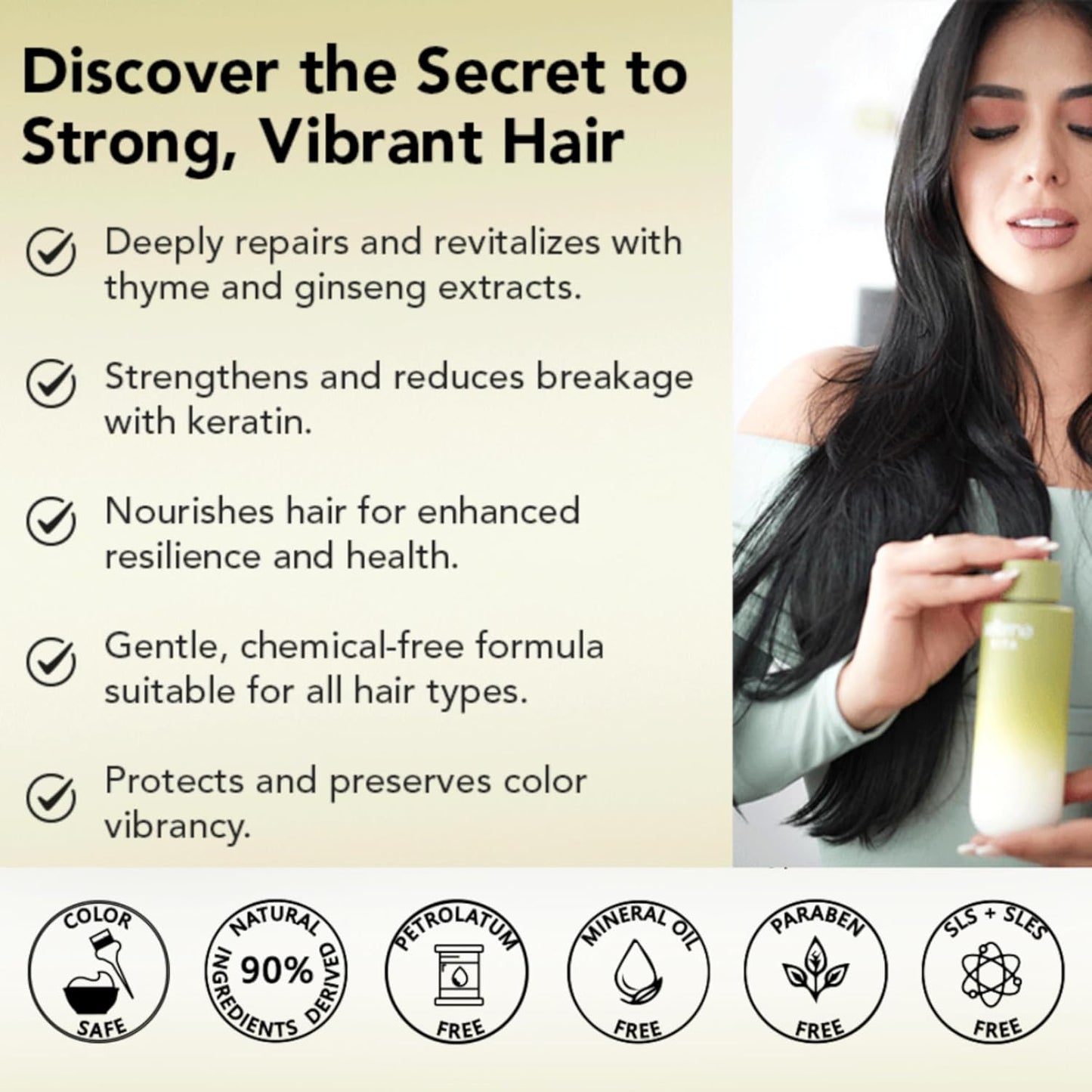 Aeterna VITA Intense Repair Keratin Deep Conditioner for Dry Damaged Hair | Thyme, Ginseng Root Extract | Color-Safe - 250 ml