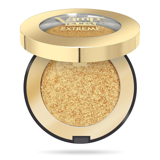 PUPA Milano Vamp! Extreme Eyeshadow 001 Extreme Gold - Creamy Powder Shadow With Intense, Metallic Finish - Create Stunning, Smokey, Shimmer Eye Looks - Blendable, High Pigment Formula - 0.088 oz