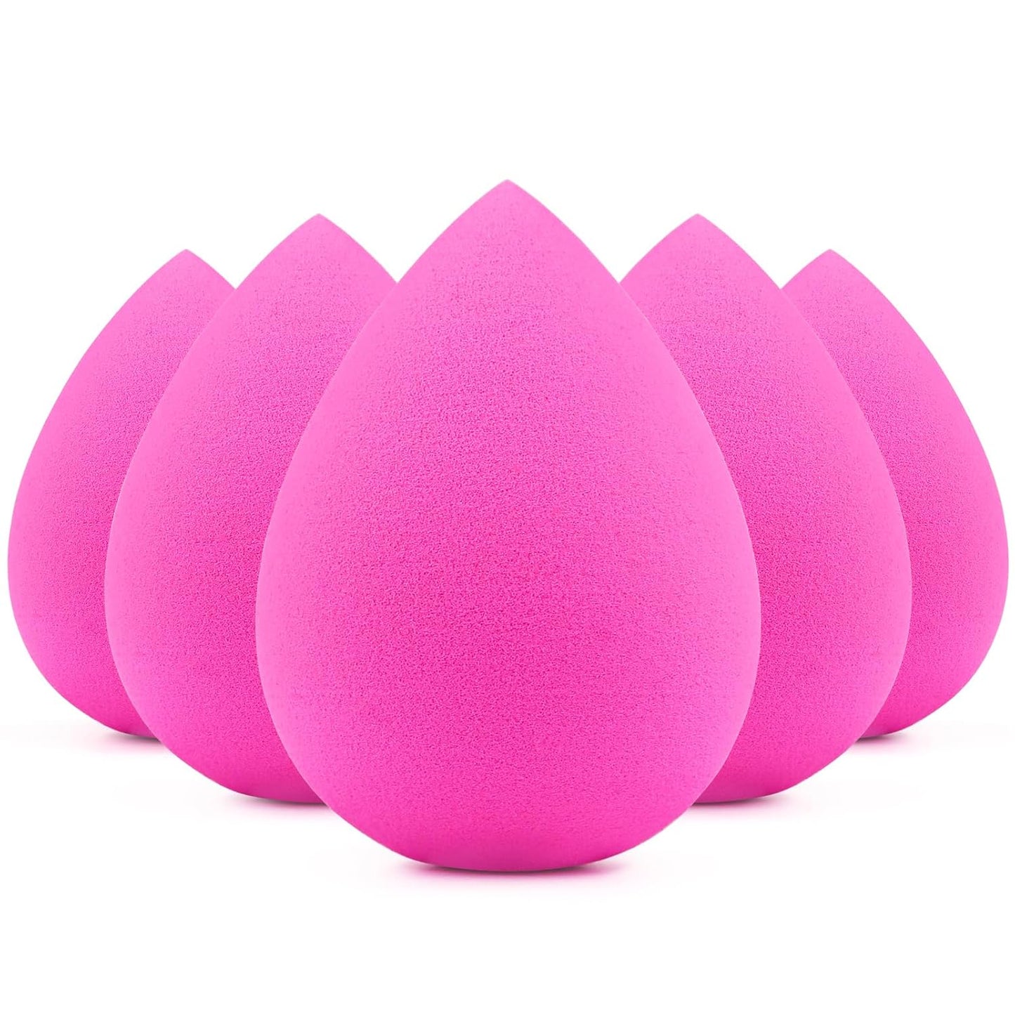 BEAKEY 5 Pcs Makeup Sponges, Latex-Free Beauty Sponge for Flawless Liquid, Cream, and Powder Application, Rose Pink Sponges