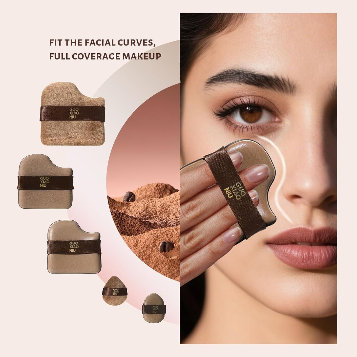 6Pcs Makeup Powder Puffs Set with Cases, Velour/Leather/Air Cushion Makeup Puff, Reusable & Washable, Ideal For Foundation, powder cream, Setting, concealer, Wet Dry Makeup tools (1Box)