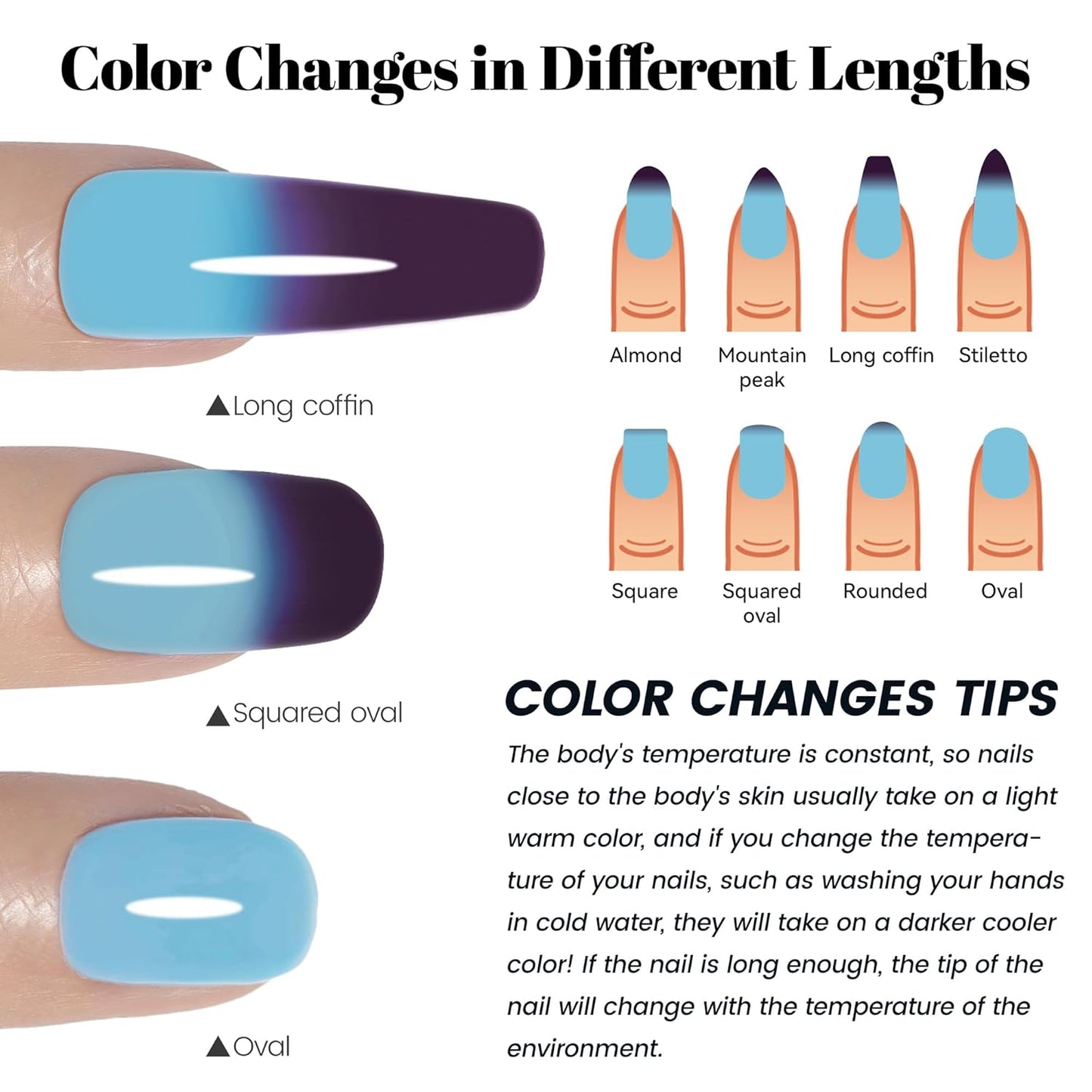 YTD Likomey Color Changing Gel Nail Polish,15ml Blue To Deep Purple Mood Temperature Change Colors Fall Winter Thermal Ombre Manicure UV Varnish,WB429