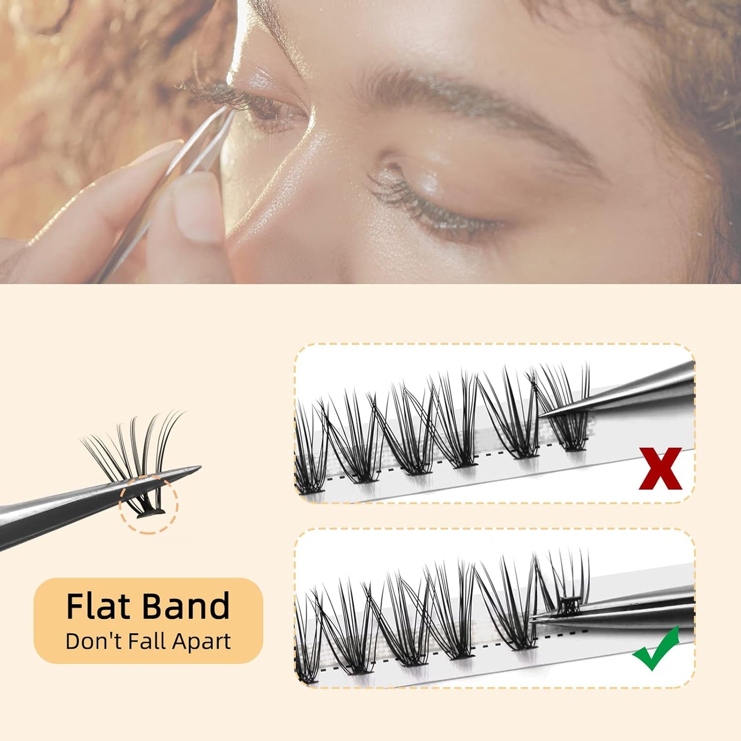 QUEWEL Cluster Lashes 240Pcs Individual Lashes 20D 0.07D Curl 13mm Knot-Free Lash Extensions Clusters Lashes Soft&Natural False Eyelashes Individual DIY Eyelash Extension at Home(20D 0.07D 13)