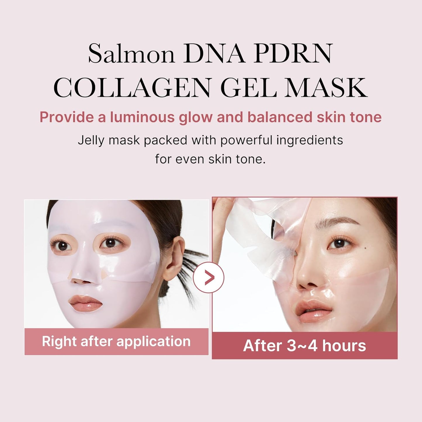 medicube Color-Changing Jelly Mask Set For Uneven Skin Tone & Radiant Glow: Salmon DNA PDRN pink collagen jelly gel mask (4ea) and Kojic Acid Turmeric Brightening Gold Jelly Gel Mask (4ea)