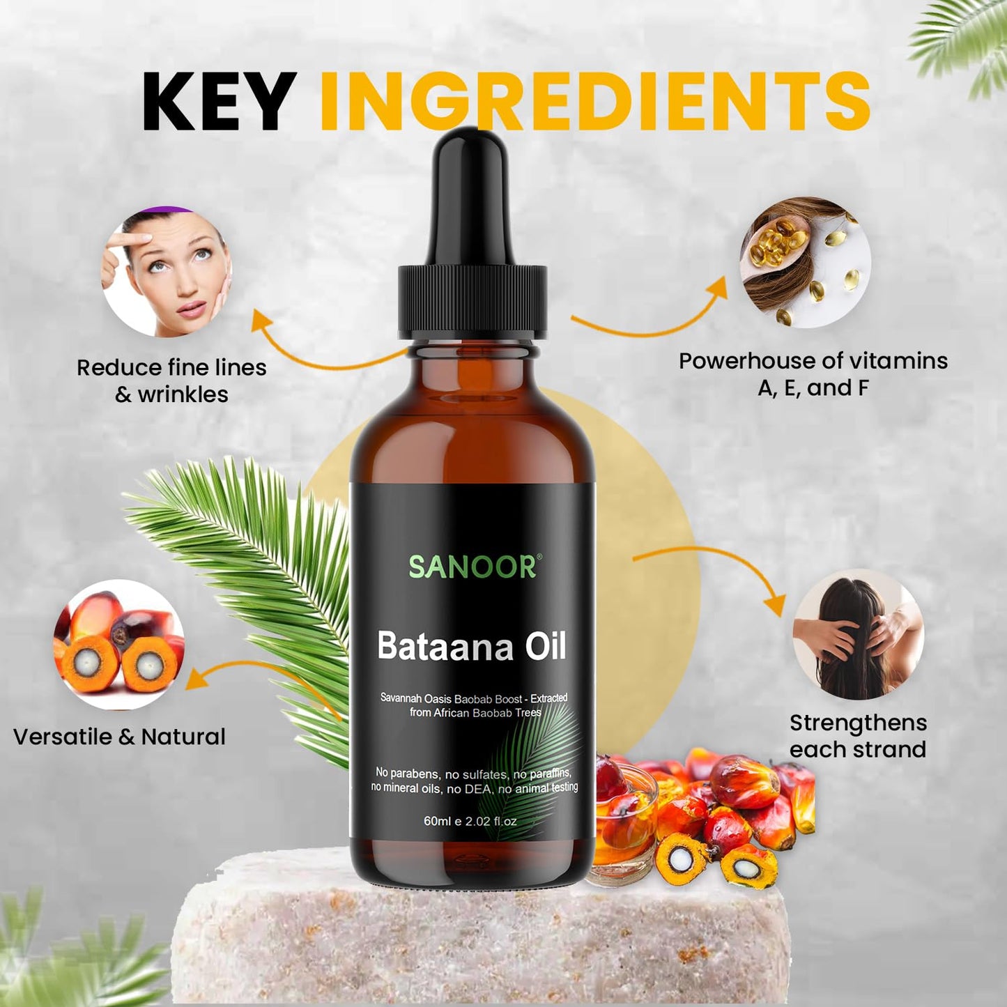 African Batana Oil - 100% Pure & Cold-Pressed - Organic Savannah Oasis Formula for Hair Care, Skin Care & Massage - Nutrient-Infused Hair Butter - 2.02oz (60ml)