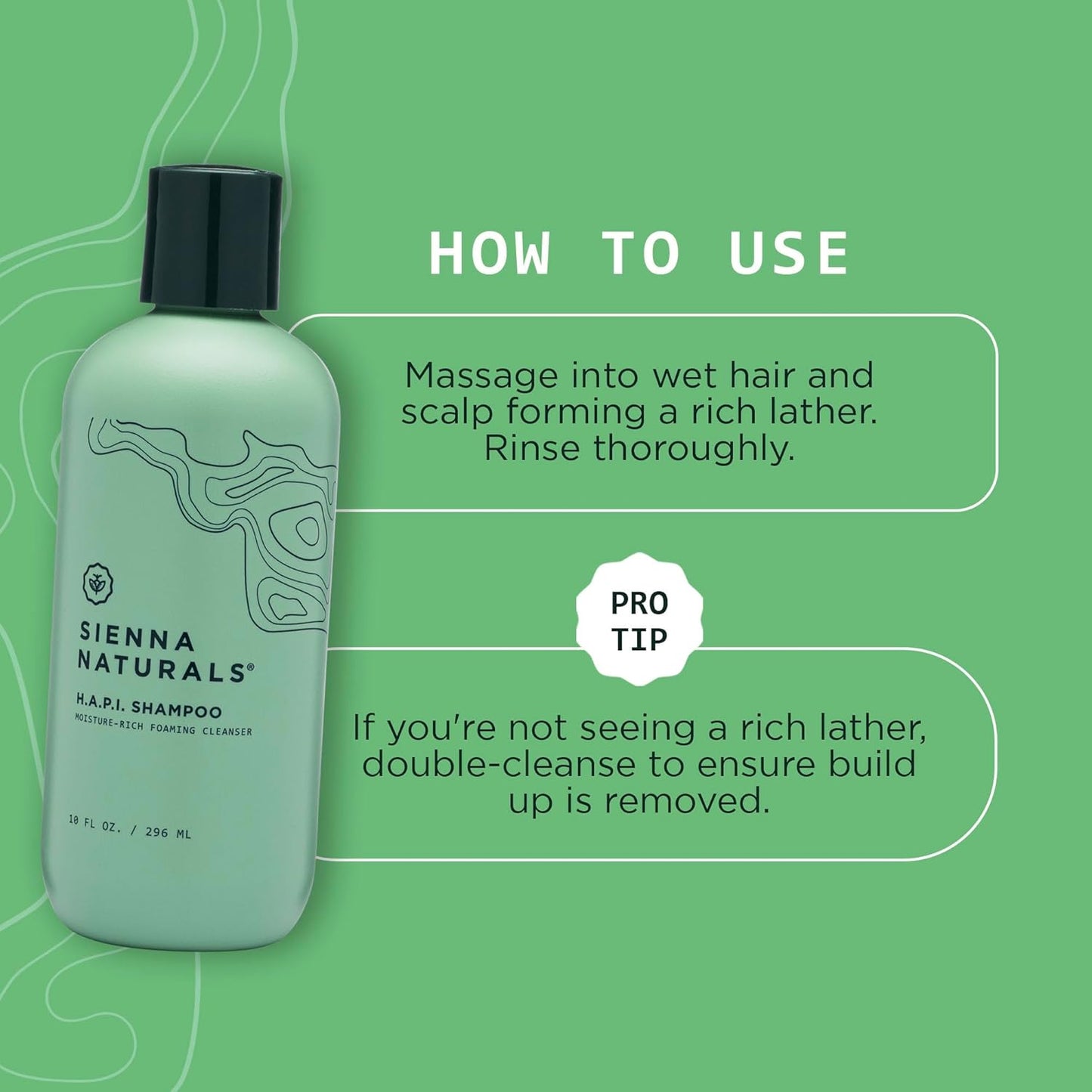 Sienna Naturals - HAPI Shampoo - Anti Frizz - Sulfate-Free, Scalp-Nourishing & Hydrating Cleanser - Gently Removes Buildup Without Stripping - pH-Balanced, Vegan & Clean Formula - 11oz