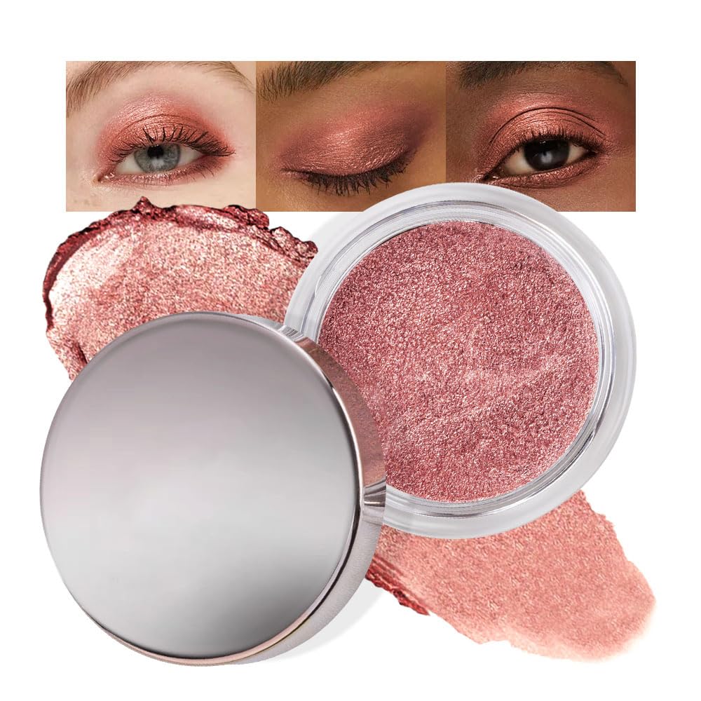 Cream Glitter Brownish Red Shimmer Metallic Eyeshadow Palette Makeup, Natural Single Mini Instant Holographic Eyeshadow For Older Women, Sombras Crema Para Ojos, Talc, Paraben & Cruelty Free