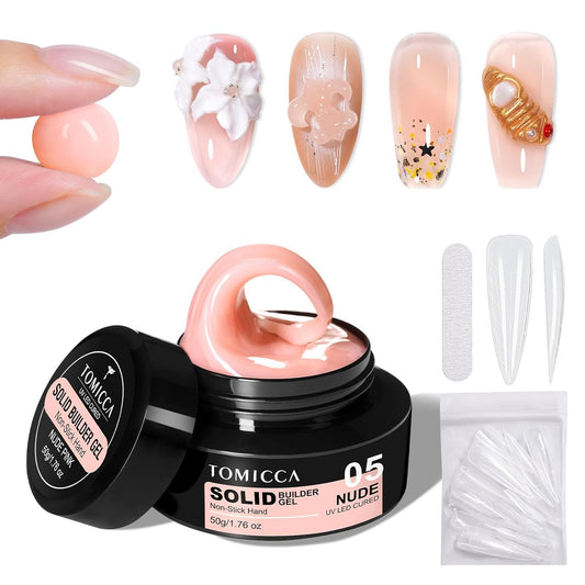 TOMICCA Hard Gel 3D Gel Nail Art Solid Builder Gel for Nails 50g 3D Nail Gel Sculpting Gel for Nail Art Non-Sticky Hand Hard Gel Carving Gel Nail Glue Extension Gel Nude