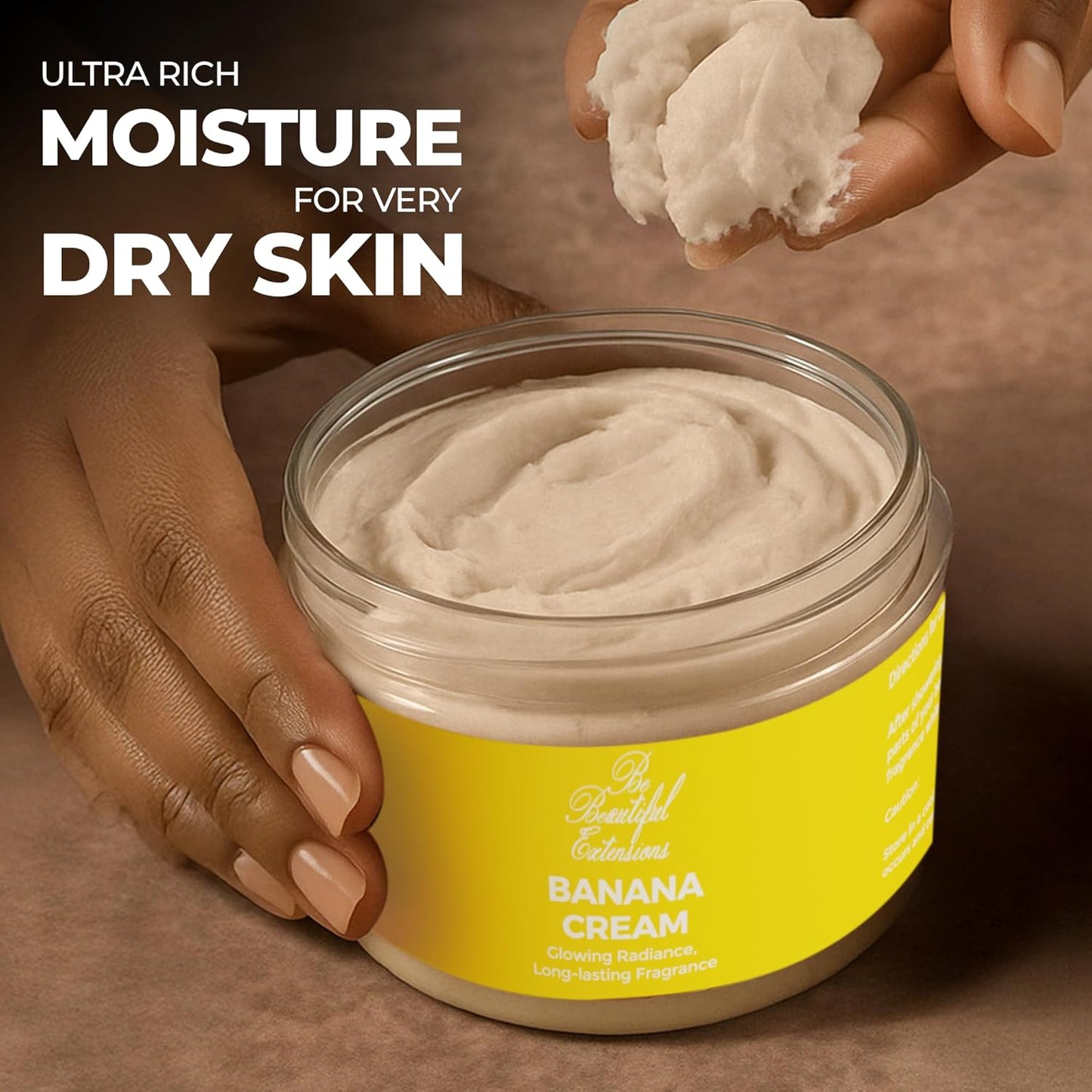 body butter banana cream scent long -lasting fragrance,hydrate skin jojoba oil and more 8oz