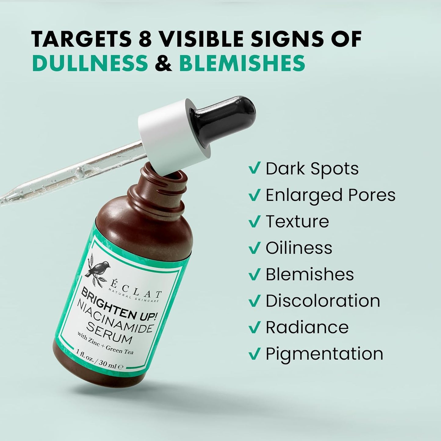 Eclat Skincare Niacinamide Serum - Pore Minimizer for Uneven Complexion - Brightening Niacinamide Serum for Face - Lightening & Moisturizing Skin Care for Dark Spots 1 fl oz