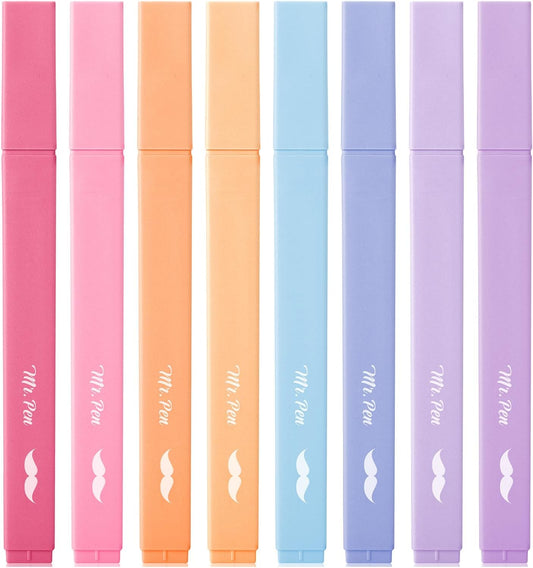 Mr. Pen- Aesthetic Highlighters, 8 pcs, Chisel Tip, Assorted Colors, No Bleed Bible Highlighter Pastel