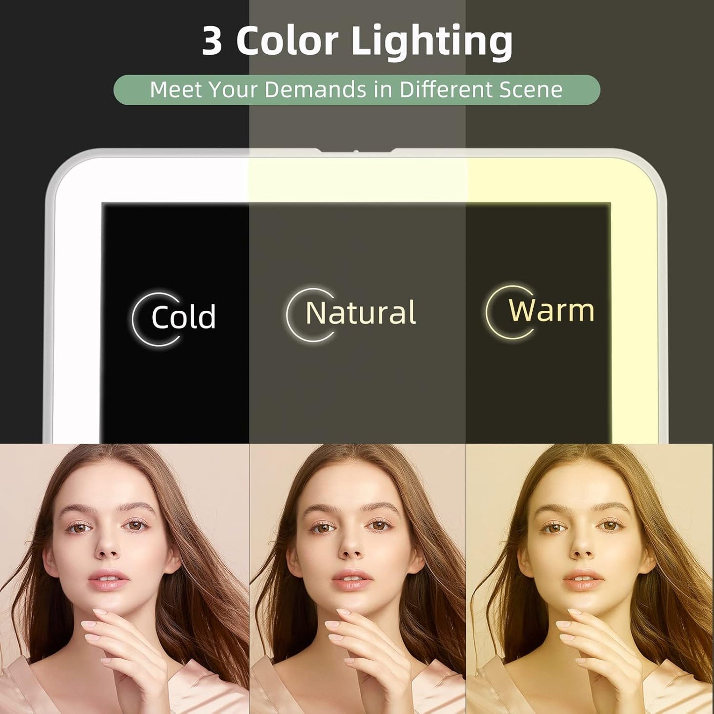 FUNTOUCH Rechargeable Travel Makeup Vanity Mirror with 72 LED Lights, Portable Lighted Beauty Mirror, 3 Lighting Modes, Dimmable Touch Screen, Tabletop Folding Cosmetic Mirror with Storage Bag