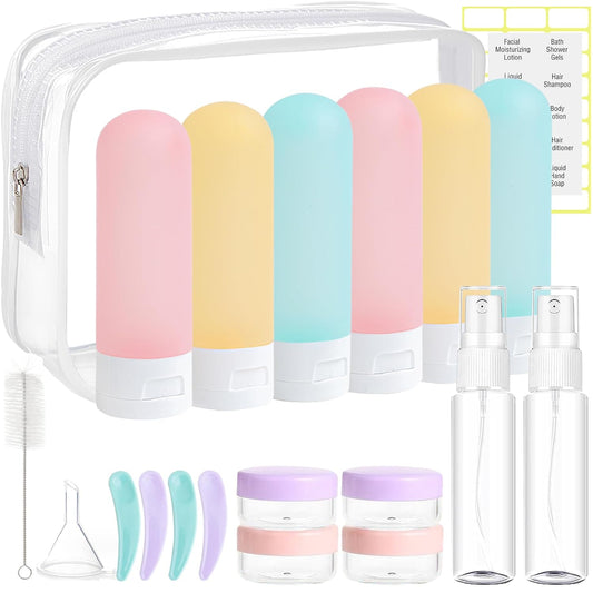 20 Pack Travel Bottles Set for Toiletries TSA Approved, Leak Proof Travel Size Containers Kit Portable Refillable Travel Accessories for Shampoo Conditioner Lotion Liquids