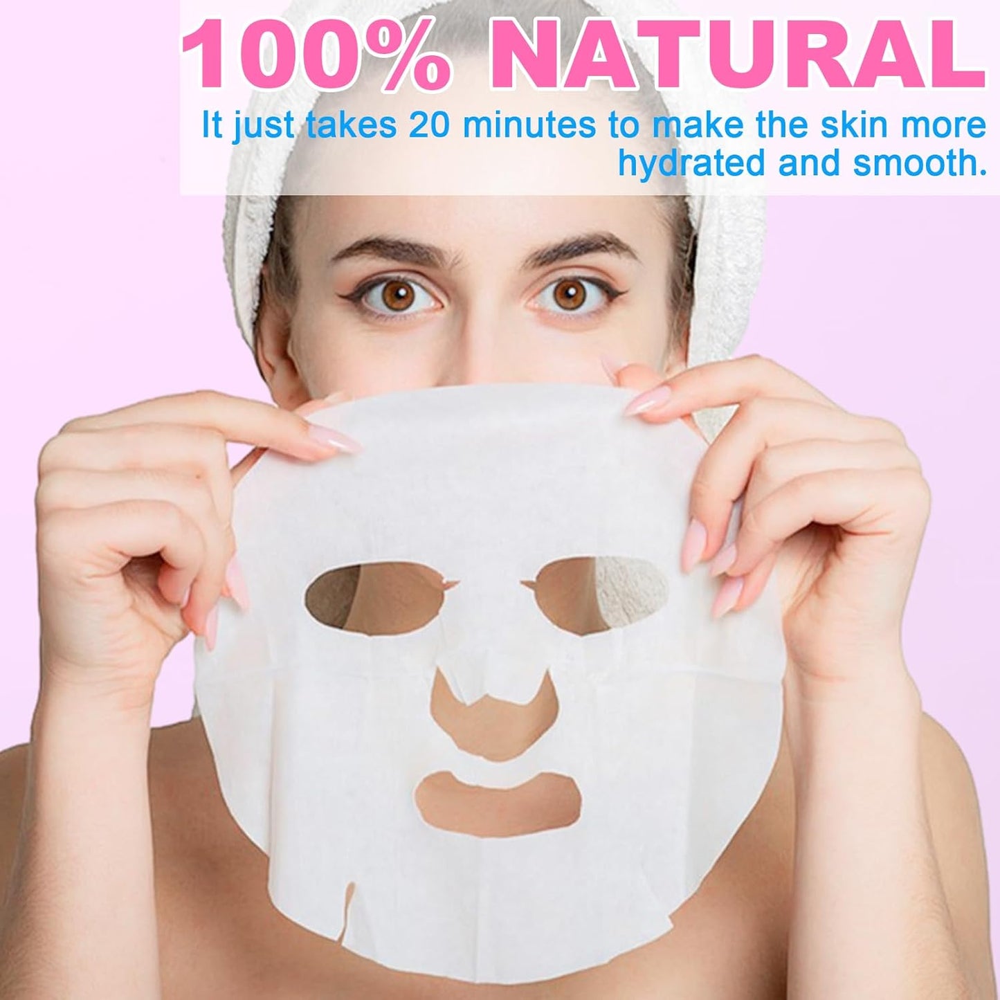VESPRO 100 Pack Collagen Essence Sheet Facial Masks, Bulk Face Masks Skincare, Hydrating Face Masks for All Skin Types, Moisturizing and Soothing, Skin Care Spa Face Mask