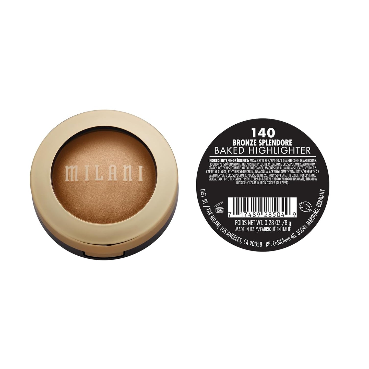 Milani Highlighter Makeup - Baked Contour Powder & Face Highligher, Made in Italy - Bronze Splendore