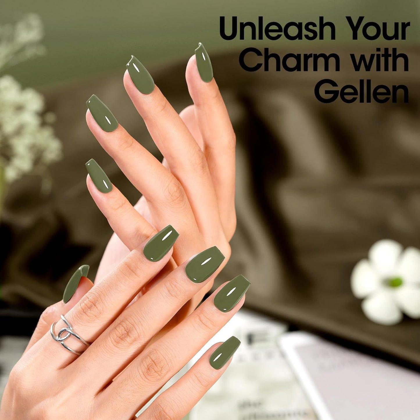 Gellen Green Gel Nail Polish 18 ML Sage Green Nail Gel Polish Soak off UV LED Nail Lamp Emerald Nail Polish for Fall Winter Salon DIY Nail Art Manicure at Home Holiday Gift for Women, 0.61 Fl Oz